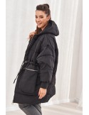 Geaca oversize calduroasa cu gluga, neagra 1537 - Magazin online - Boutique